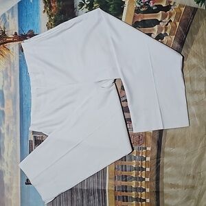 Lauren Vidal White Trousers AnkleHigh Waisted Cosy Pants Size Large
